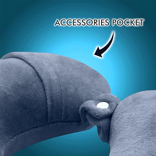 GREELI Cotton Blend Neck Pillow for Travelling Luxurious Airplane Travel Pillow Head Rest Neck Holder Pillow with 5 Years Warranty, Grey - Image 3