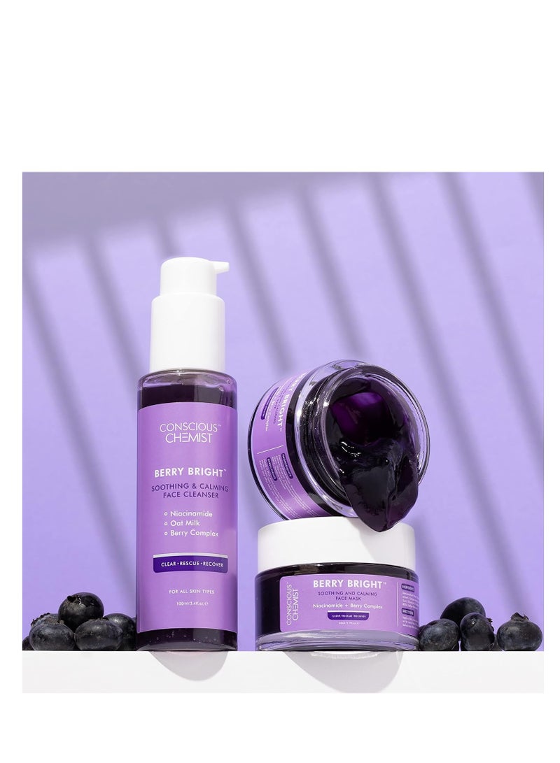 كيميائي واعي غسول الوجه برايت بيري برايت من كونشس كيمست، 100 مل، قناع الوجه 50 جم مع مستخلصات التوت النياسيناميد، عبوة من قطعتين - Image 2