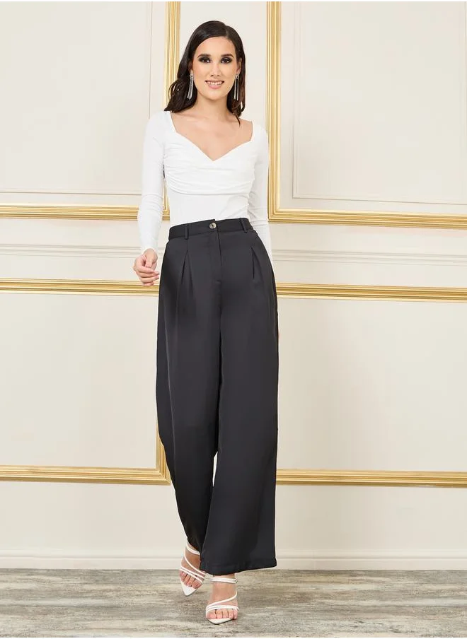 ستايلي Satin High Rise Wide Leg Pants