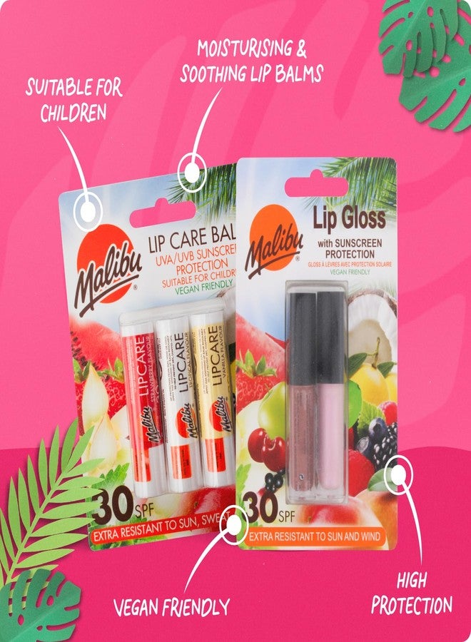 Malibu Lip Care Balm, Vanilla, Tropical, Strawberry, SPF30 - Image 2