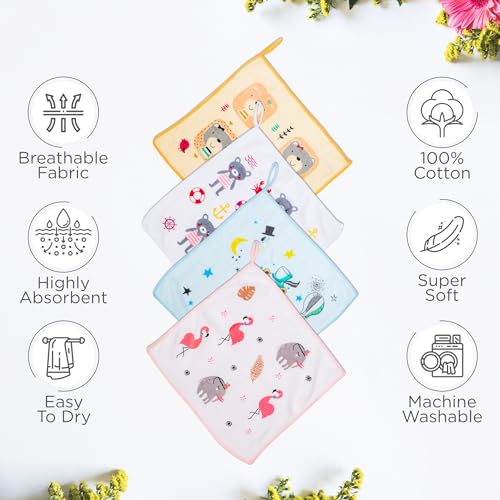 Mee Mee Baby Napkin for Newborn, Washcloth for Baby|Reusable, Absorbent,Soft Face Towels for Babies (PK-4) - Image 4