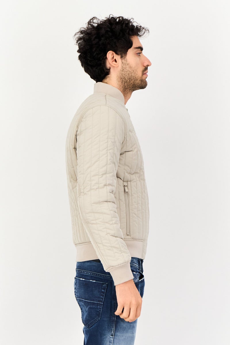 Celio سترات بومبر طويلة الأكمام للرجال، بيج - Image 4