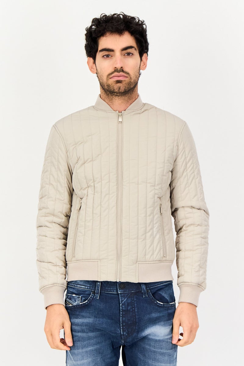 Celio سترات بومبر طويلة الأكمام للرجال، بيج - Image 1