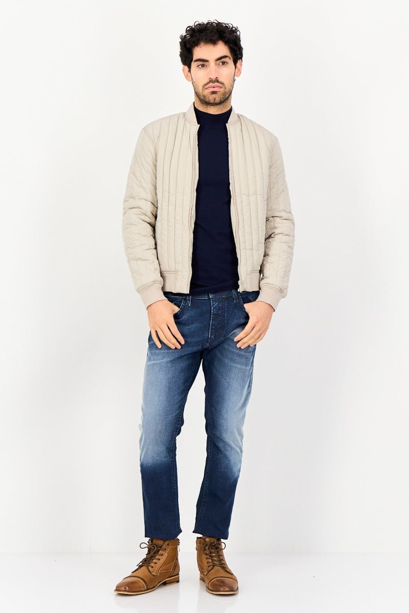 Celio سترات بومبر طويلة الأكمام للرجال، بيج - Image 3