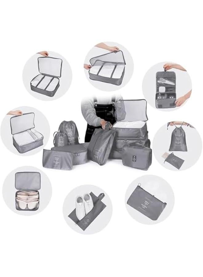 HOOKOR 10 Set Packing Cubes for Suitcases,Packing Cubes with Clothing Bag, Accessories Bags Packing Cubes for Travel Luggage Organizer for Women Men (Grey) - Image 3