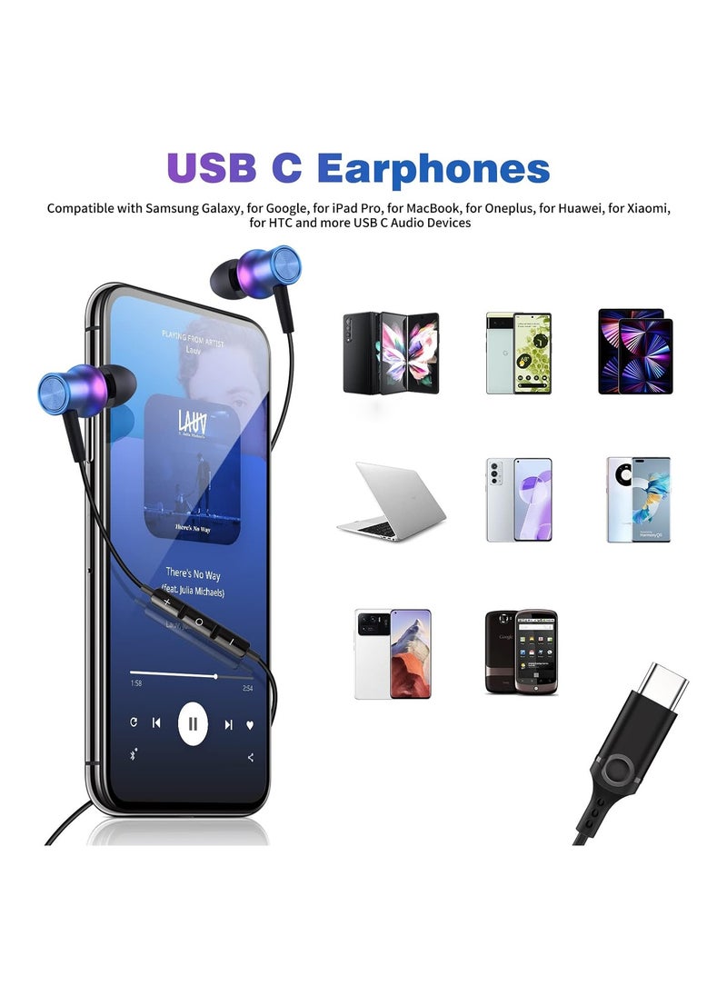 Generic USB-C Wired Earbuds for iPhone 15 Pro Max, iPad Mini 6, Samsung Galaxy S23 FE, S22 Ultra, S21, S20, A54, Flip5, Pixel 8, 7, OnePlus - Magnetic Noise Isolation In-Ear Headset with Mic.  - Image 4