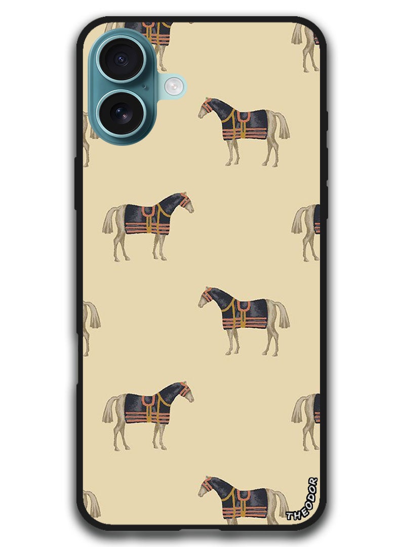 Theodor Protective Case Anti Scratch Shock Proof Bumper Cover For iPhone 16 (6.1)-inch Horse pattern - Image 1