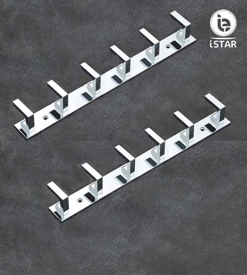 iSTAR 6 Pin Bathroom Cloth Hooks Hanger Wall Bedroom Bathroom Robe Hooks Rail for Hanging KeysClothesTowel Steel Hook - Image 3