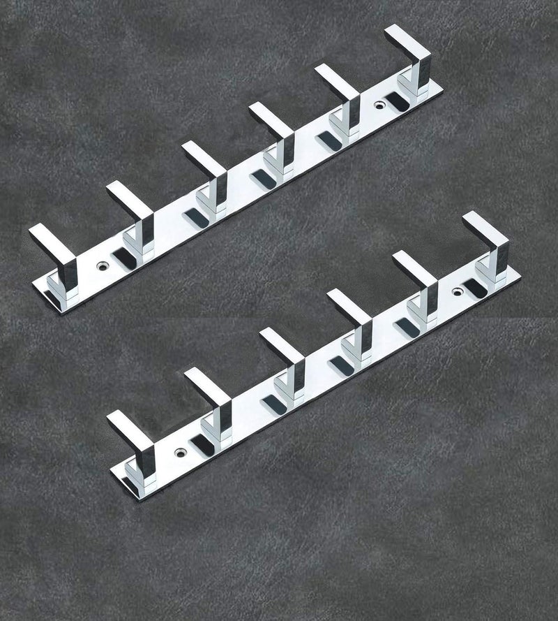 iSTAR 6 Pin Bathroom Cloth Hooks Hanger Wall Bedroom Bathroom Robe Hooks Rail for Hanging KeysClothesTowel Steel Hook - Image 1