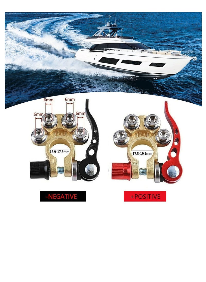 Excefore Battery Terminal Clamp Connectors, 2Pcs 4 Way Positive Negative Car Battery Terminals Connector Quick Release Disconnect for SAE/JIS Type A Posts  - Image 3
