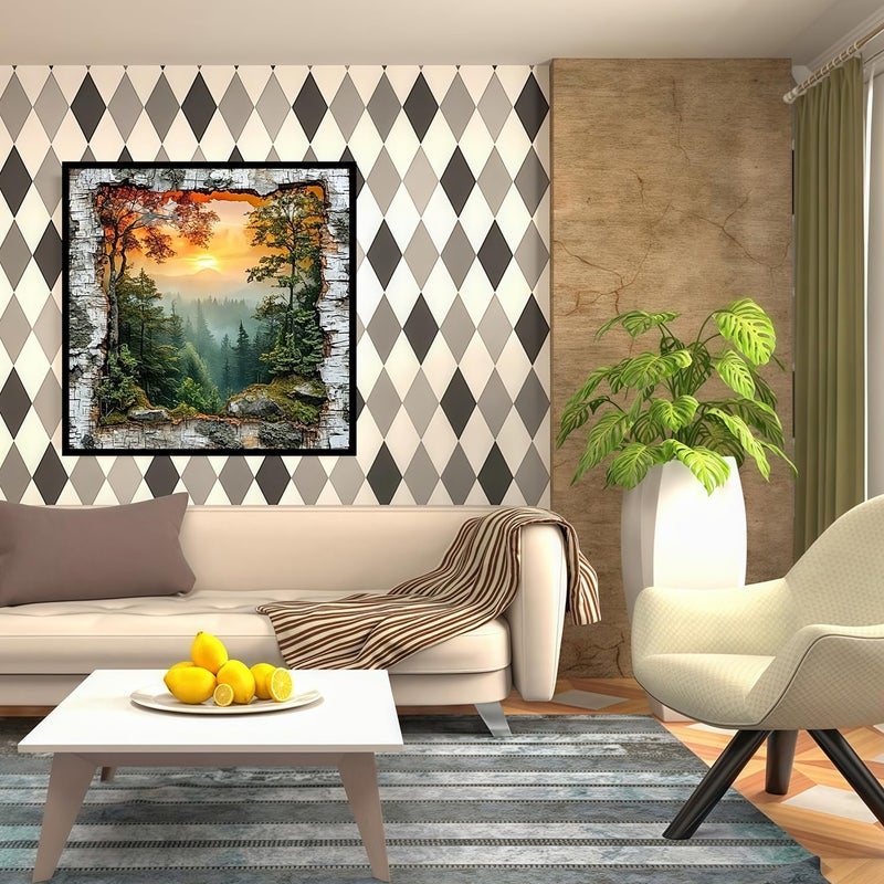 CHWGLFGG 5D Diamond Art Kits for Adults Beginners, Forest Landscape Diamond Painting Kits, DIY Full Round Drill Paint by Diamonds Dot Gem Art for Adults, Home Wall Decor 13.7X 13.7 Inch - Image 3