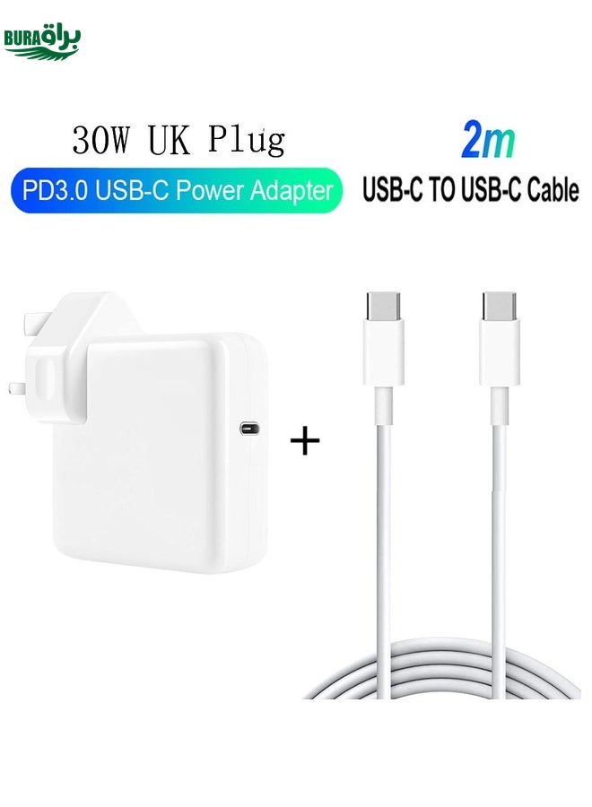 BURAQ 2 in 1 PD 30W USB-C / Type-C + 3A PD 3.0 USB-C / Type-C to USB-C / Type-C Fast Charge Data Cable Set, Cable Length: 2m, UK Plug - Image 2
