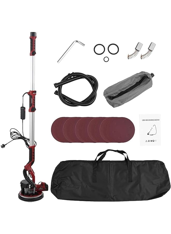 إيروريكس ماكينة صنفرة الحوائط الجافة 1390 واط مع 20 قرص صنفرة 5 سرعات متغيرة 800 - 1800 دورة في الدقيقة ماكينة صنفرة الحوائط الجافة مع مقبض قابل للتمديد مثالية لصقل الحوائط الجافة والجدران ذات قشر البرتقال وتنظيف الأرضيات. - Image 1