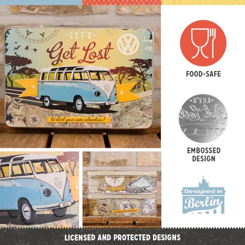 Nostalgic Art Nostalgic-Art Retro storage tin box flat, 84.5 oz, VW Bulli – Let's Get Lost – VW Bus Gift idea, Official License Product (OLP), metal can with lid, vintage design - Image 2