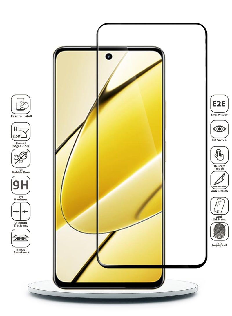 Wtech Infinix Hot 60 2025 Premium E2E Full Glue Full Cover Tempered Glass Screen Protector (MSGECN) - Clear/Black - Image 2