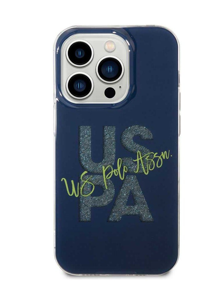 U.S.Polo IML Glitter Script Hard Case for iPhone 14 Pro Max (6.7") - Navy - Image 2