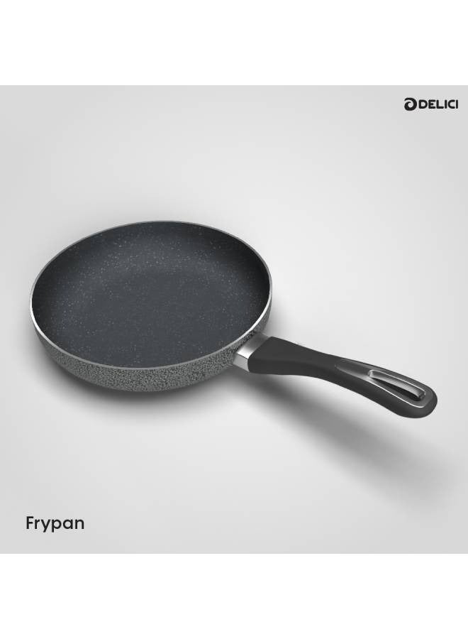 7 Pieces Granite Coated Cookware Set with White Spatter Coating,Superior Aluminum Non-Stick Interior,Includes 1 Sause pans with Tempered Glass Lids,18cm Milk Pan with lid,and 24cm Fry Pan with Spatula