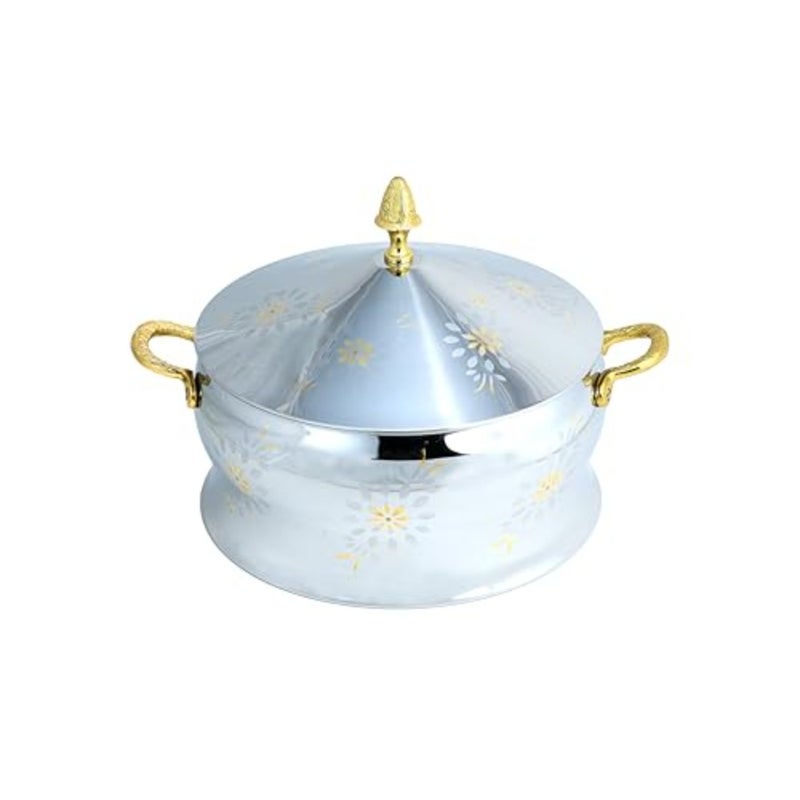 Hotpot for home dining, stainless steel, gold/silver, 3.5L capacity with even heat distribution and durable finish - Image 1