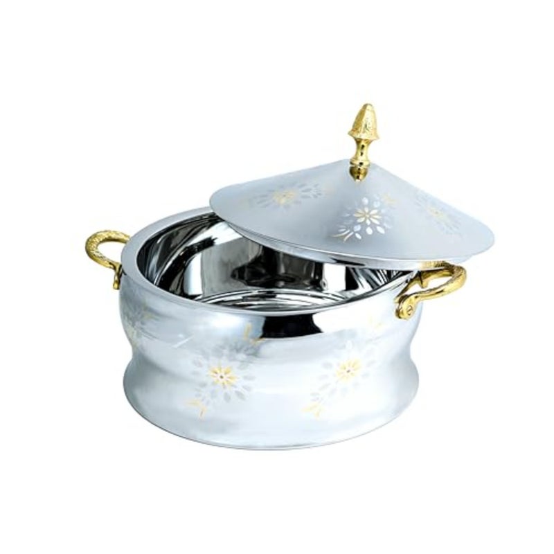 Hotpot for home dining, stainless steel, gold/silver, 3.5L capacity with even heat distribution and durable finish - Image 2