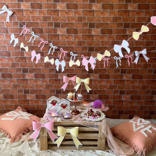 Pinfliers 1st,18th,Teen Pink Birthday Theme Decorations for Girls/Paper Bunting Flags for Decoration, Streamers,Pennants, Bride To Be Banner/Welcome Baby Home/Wall,Backdrop Décor/12 Bows, Ribbon/48 in - Image 5