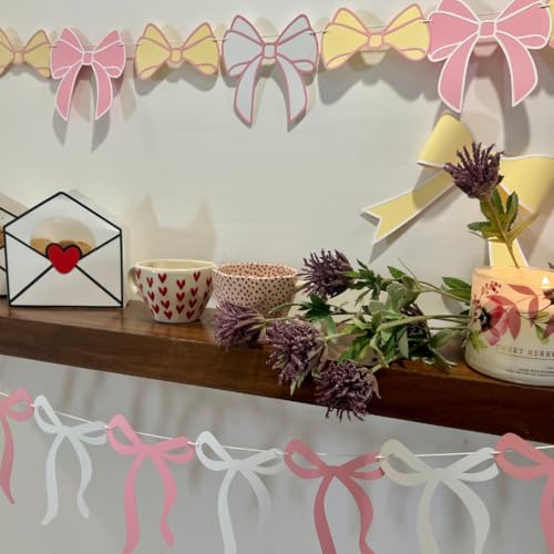 Pinfliers 1st,18th,Teen Pink Birthday Theme Decorations for Girls/Paper Bunting Flags for Decoration, Streamers,Pennants, Bride To Be Banner/Welcome Baby Home/Wall,Backdrop Décor/12 Bows, Ribbon/48 in - Image 3