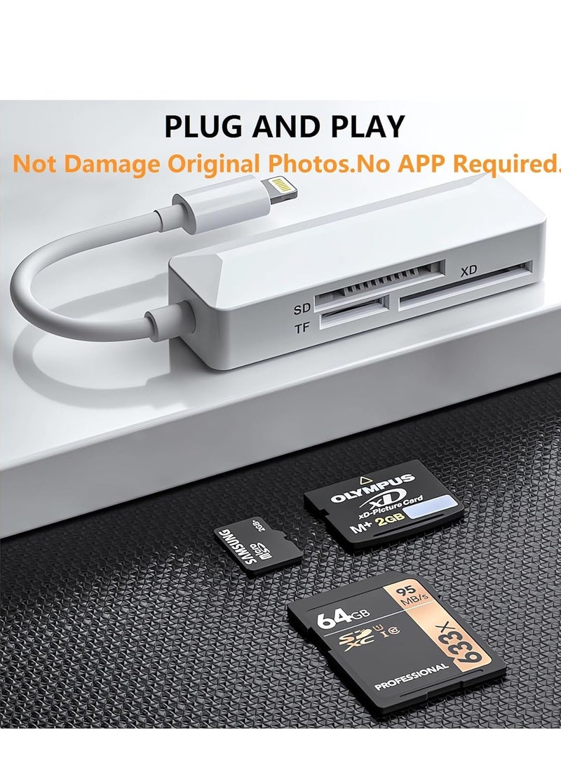 SD Card Reader Lightning Memory Adapter Plug & Play High-Speed XD Picture Camera Adapter for iPhone 14/13/12/11/XS/XR/X/8/7/6/5 Supports SD/TF/XD 128G 256G - Image 3