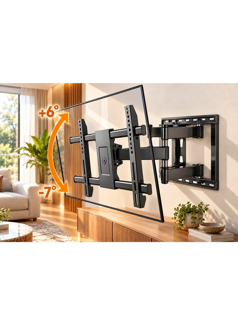 BEETEC TV Wall Mount Full Motion for 40"-80" Flat Panel TVs, VESA up to 600x400mm, Max Load 55 kg, 475mm Extension, Double Arm Swivel TV Bracket, ±6° Tilt, ±60° Swivel, Black - Image 5