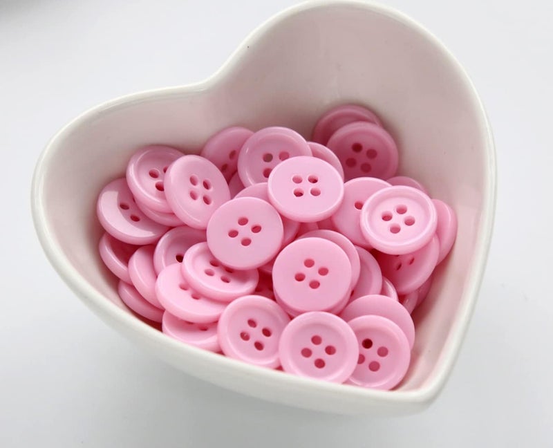 GANSSIA 5/8" (15mm) Sewing Flatback Buttons Pink Color Buttons for Sewing DIY Crafts Pack of 160 Pcs - Image 3
