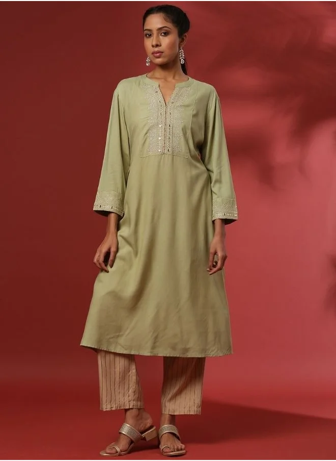 أبهشتي Zari embroidered kurta-mint