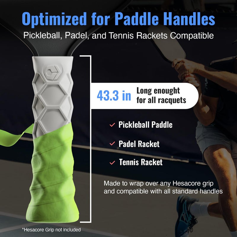 Hesacore Hesatac Overgrip Tape â€“ 6 Pack â€“ Neon Green â€“ for Pickleball, Padel & Tennis â€“ Sweat Absorbing, Soft, Anti-Slip, Stretchable Overgrip - Image 2