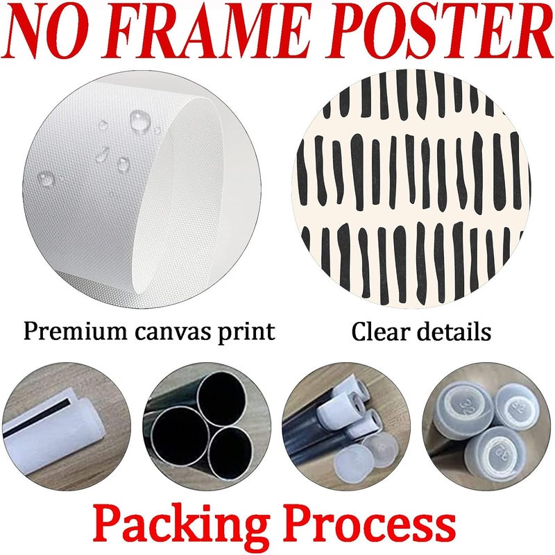 Wallvelart Black and White Abstract Wall Art Boho Line Abstract Drawings Poster Black Stroke Painting Beige Black Abstract Shapes Canvas Modern Geometric Pictures Abstract Line Artwork Print 16x24inchx3 No Frame - Image 4