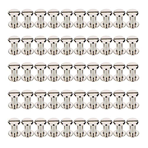 Teng Lang 50-Sets Screw Post Metal Chicago Screws Binding Screw Leather Screw Nail Rivet Button Solid Belt Tack Screw (Silvery, 5/16 Inch) - Image 1