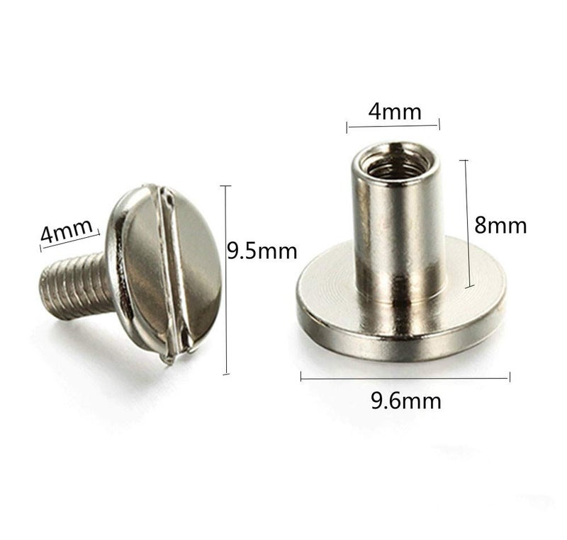 Teng Lang 50-Sets Screw Post Metal Chicago Screws Binding Screw Leather Screw Nail Rivet Button Solid Belt Tack Screw (Silvery, 5/16 Inch) - Image 2
