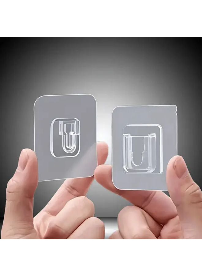 20pcs Transparent Heavy Duty Adhesive Wall Hooks No Drill Waterproof Multi Purpose Hangers - Image 2