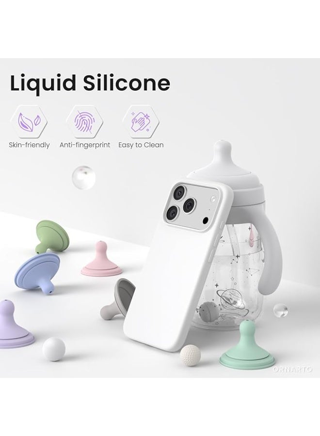 Compatible with iPhone 17 Pro Max Case 6.9", Slim Liquid Silicone 3 Layers Soft Gel Rubber Shockproof Protective Cover with Anti-Scratch Microfiber Lining (White) - Image 3