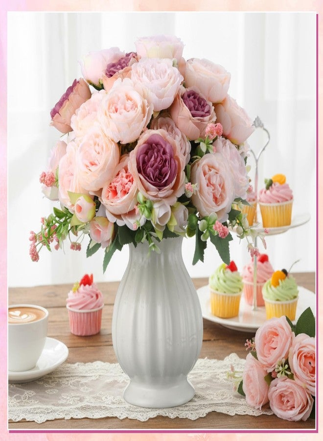 Geosar 24 Bundles Artificial Peonies Flowers Fake Silk Peony Bouquet Faux Peonies Flowers Bulk for Decoration Vase Floral Arrangements Wedding Party Table (Dusty Rose,Champagne Pink) - Image 4
