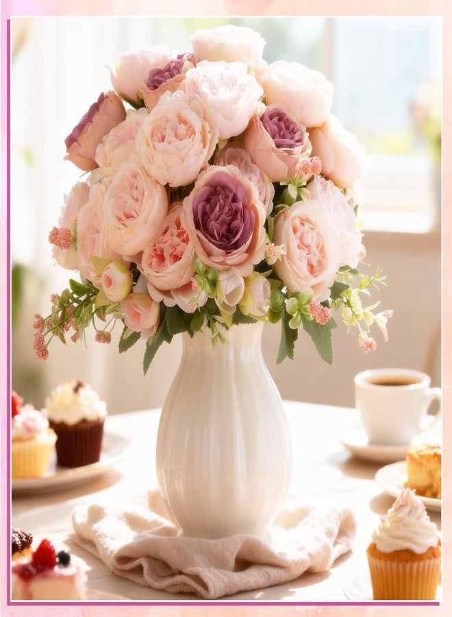 Geosar 24 Bundles Artificial Peonies Flowers Fake Silk Peony Bouquet Faux Peonies Flowers Bulk for Decoration Vase Floral Arrangements Wedding Party Table (Dusty Rose,Champagne Pink) - Image 5