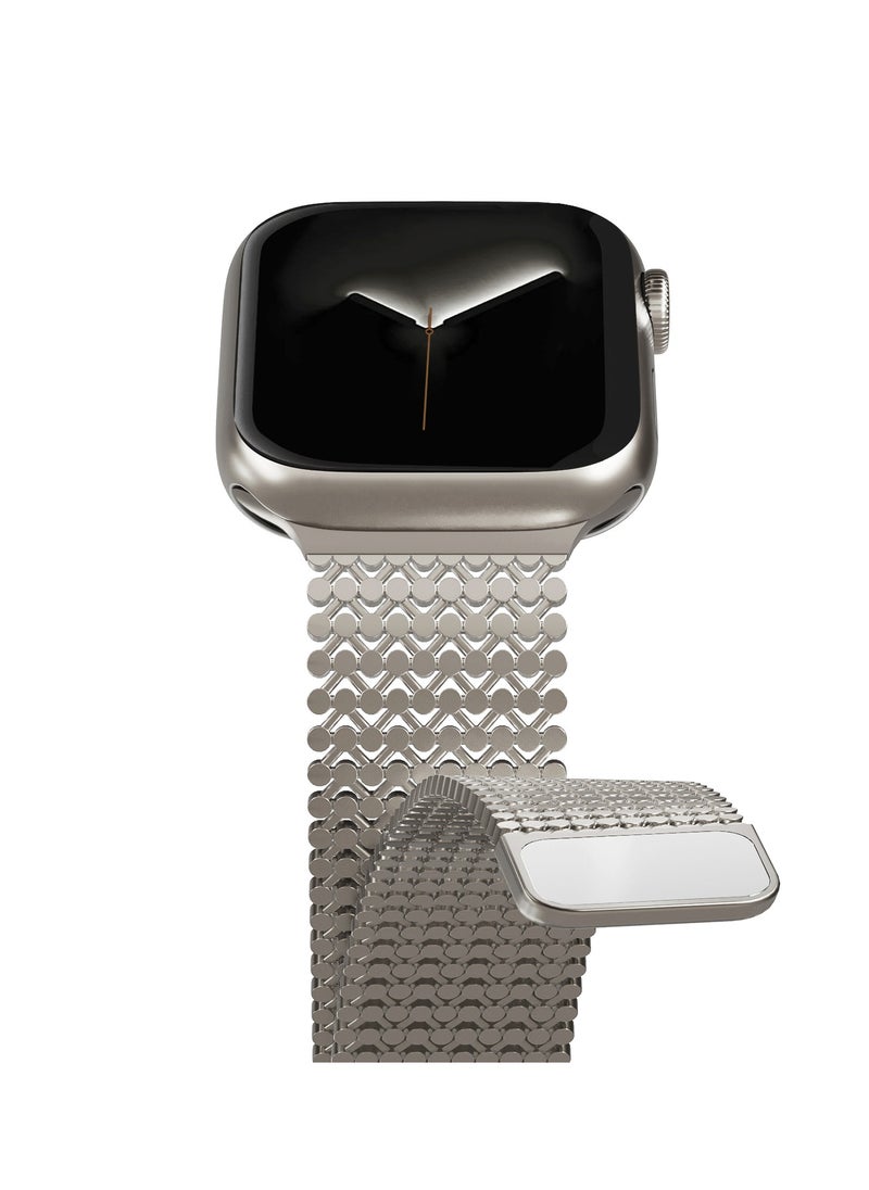yalilai - Magnetic Metal Mesh Loop Band for Apple Watch 38mm 40mm 41mm 42mm, Women Buckle-free Breathable Replacement Stainless Steel Mesh Strap for iWatch Series 10 9 8 7 SE 6 5 4 3 2 1, Starlight - Image 1