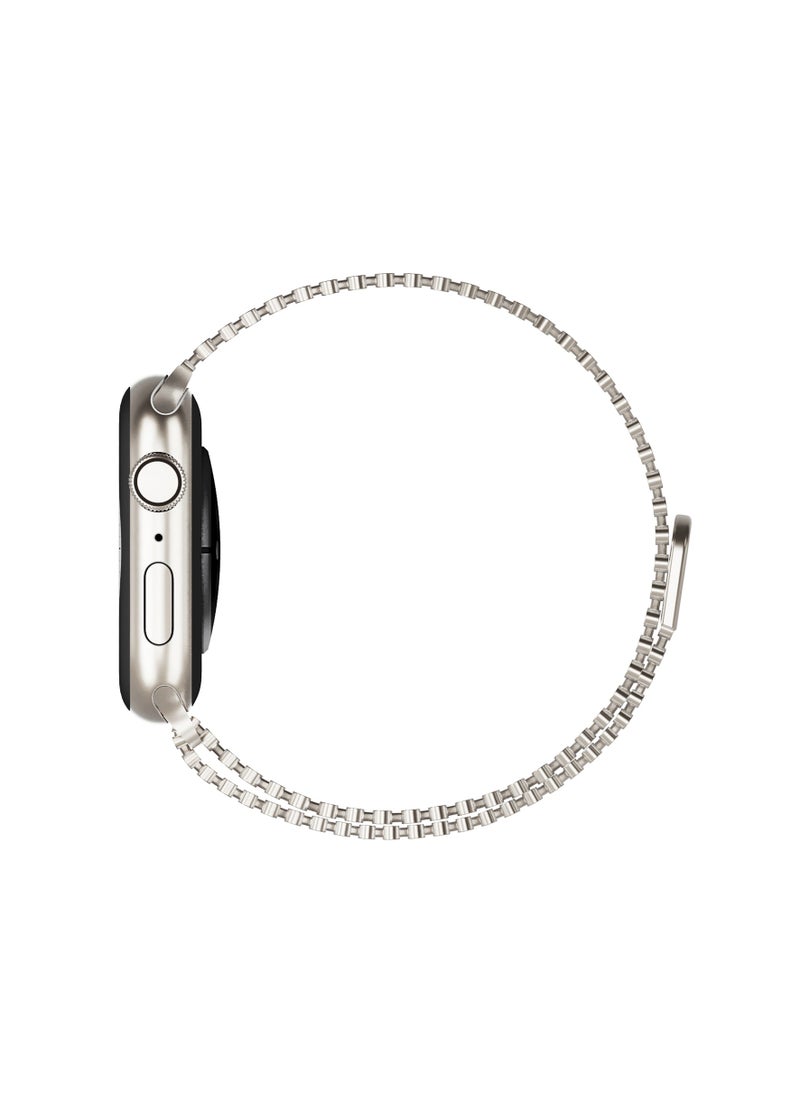 yalilai - Magnetic Metal Mesh Loop Band for Apple Watch 38mm 40mm 41mm 42mm, Women Buckle-free Breathable Replacement Stainless Steel Mesh Strap for iWatch Series 10 9 8 7 SE 6 5 4 3 2 1, Starlight - Image 1