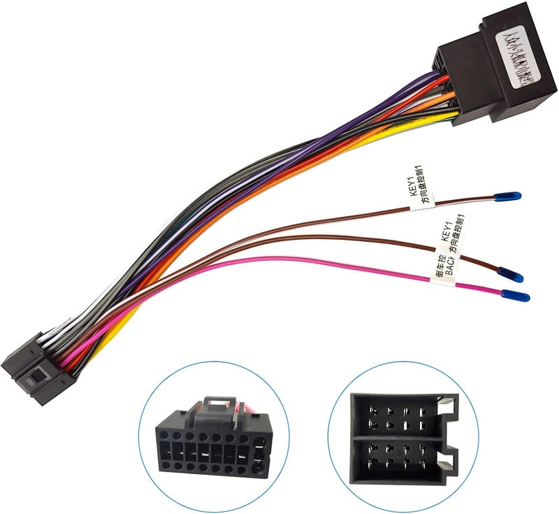 Hikity 16 Pin Wiring Harness ISO Adapter for Android Car Radio - Image 1