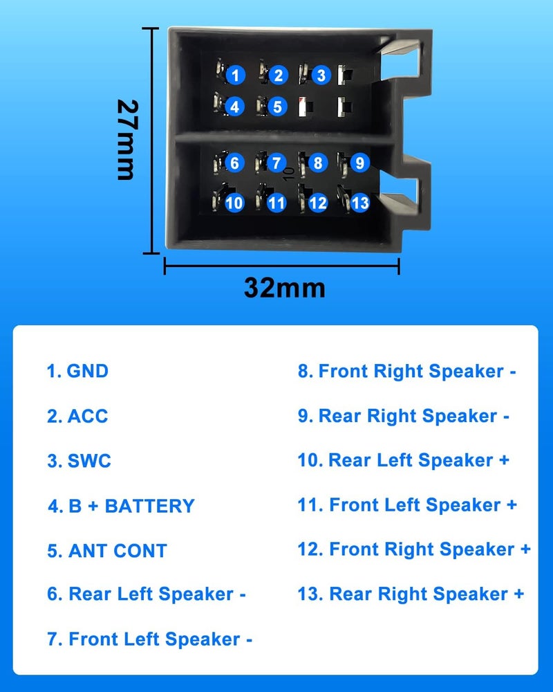 Hikity 16 Pin Wiring Harness ISO Adapter for Android Car Radio - Image 2