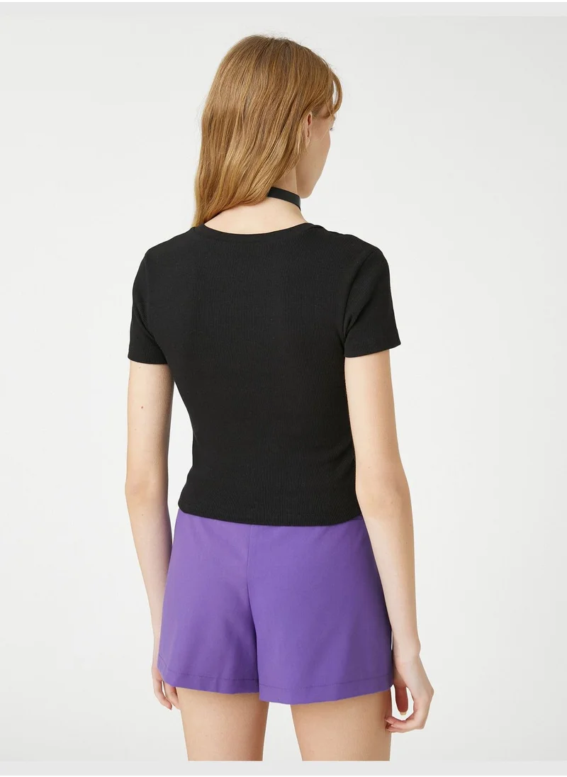 كوتون Short Sleeve V Neck Cotton Basic T-Shirt