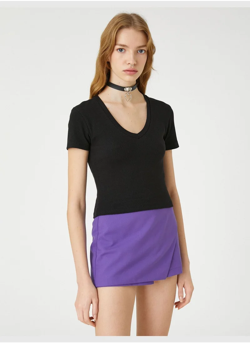 كوتون Short Sleeve V Neck Cotton Basic T-Shirt