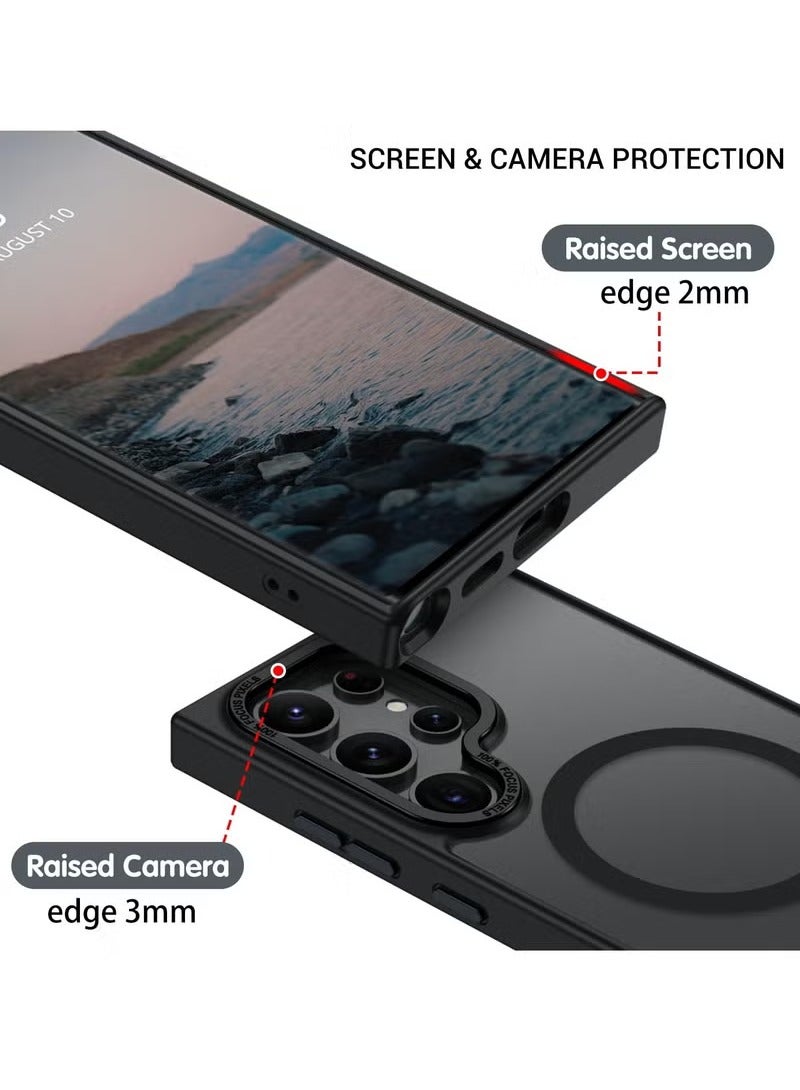 كينسو for Samsung S25 Ultra Case, Compatible with MagSafe, Magnetic Translucent Matte Back Shockproof Cover with Strong Magnet, Slim Thin Full Protection Phone Case for Galaxy S25 Ultra 5G (Black) - Image 3
