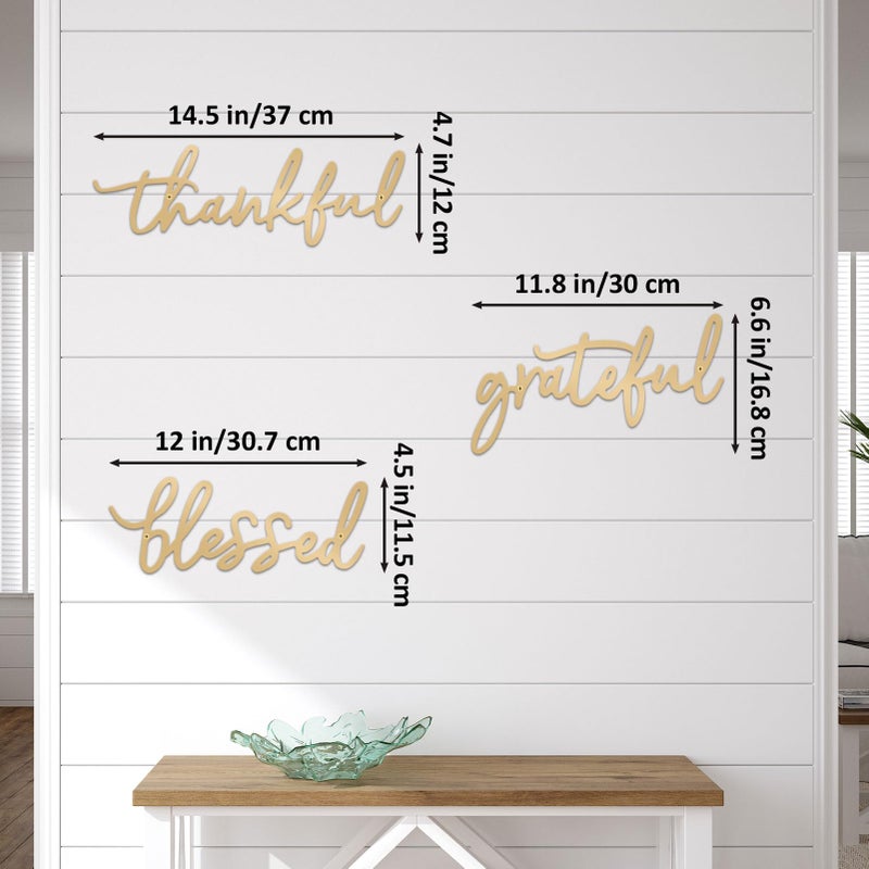 ESTART Thankful Grateful Blessed Letter Sign Metal Wall Decor, 3 Piece Gold Letters Wall Art for Bathroom Bedroom Metal Words Wall Decor for Home Decor (Gold) - Image 5