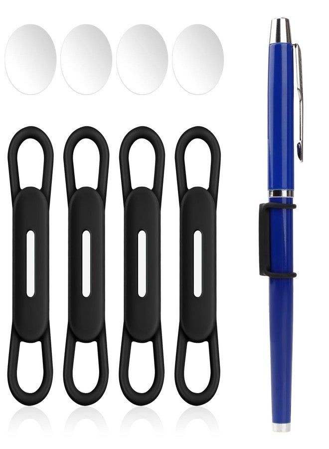Jeffdad Magnetic Pen Pencil Holder - 4 Pcs Silicone Adjustable Holder for Refrigerator, Whiteboards, Office White Pen Holder (Black) - Image 1