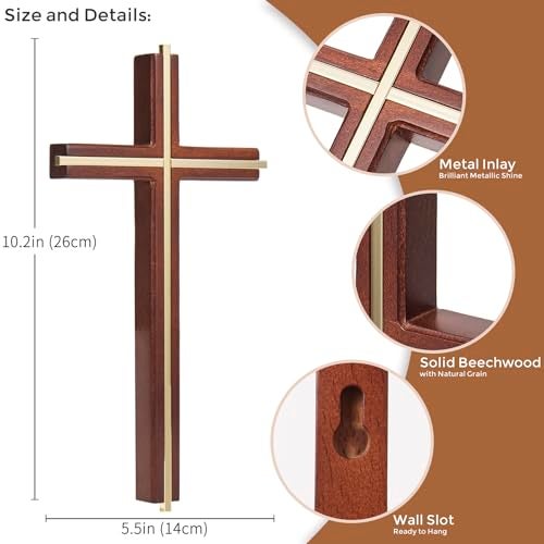 ACHIBANG 10" Wooden Cross for Wall, Modern Minimalist Wall Cross for Home Decor and Blessing, Catholic Gifts - Image 4