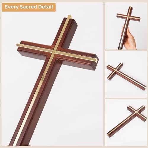 ACHIBANG 10" Wooden Cross for Wall, Modern Minimalist Wall Cross for Home Decor and Blessing, Catholic Gifts - Image 5