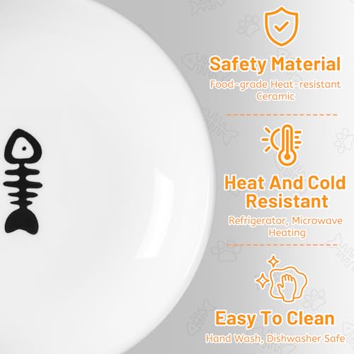 Kitwinney Ceramic Elevated Cat Bowls - Whisker Friendly, Anti-Vomiting Cat Food Plate, Stylish, Safe and Hygienic (Fishboon, 1 Pack) - Image 3