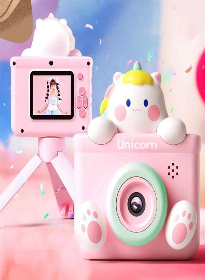 BLiSS HUES Digital Camera with Tripod Stand and Cute Unicorn for Kids with HD Video- 1080P & 2.4inch IPS Screen -Camera Toy with Filters-Frames & in-Built Games for Kids- Pink - Image 2